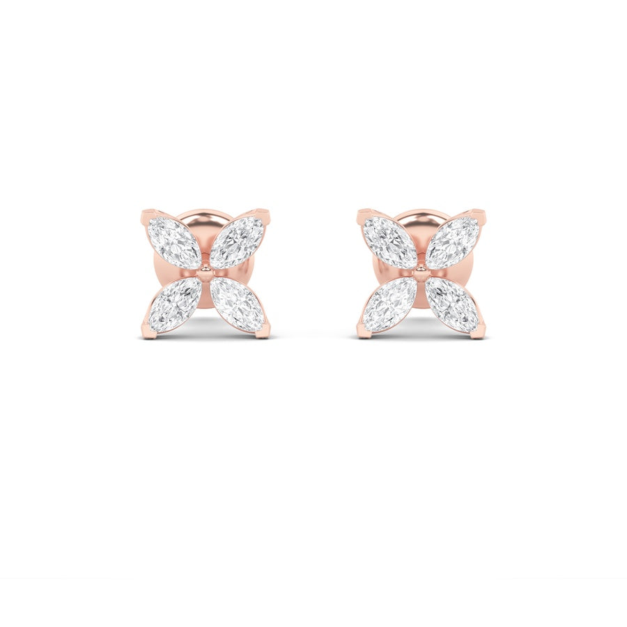 Marquise Shape Flower Earrings lab grown diamond