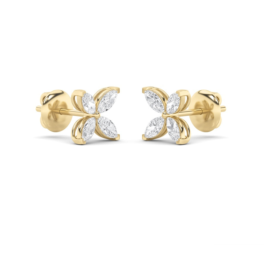 Marquise Shape Flower Earrings lab grown diamond
