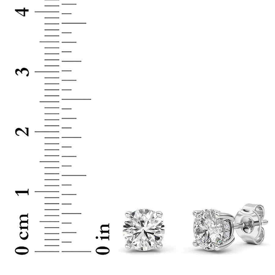 3Cttw Round Shaped Lab Grown Diamond (F/VS) HiddenHalo Stud Earrings in 14K Gold