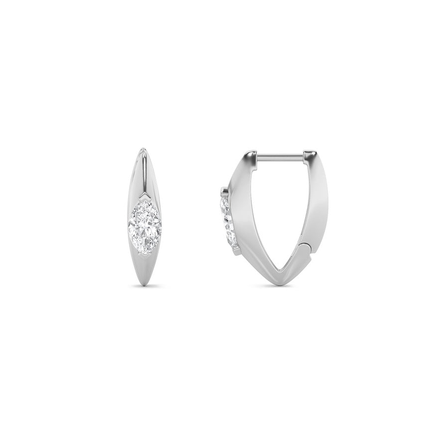 Marquise Shape Solitaire Huggie Earrings lab grown diamond