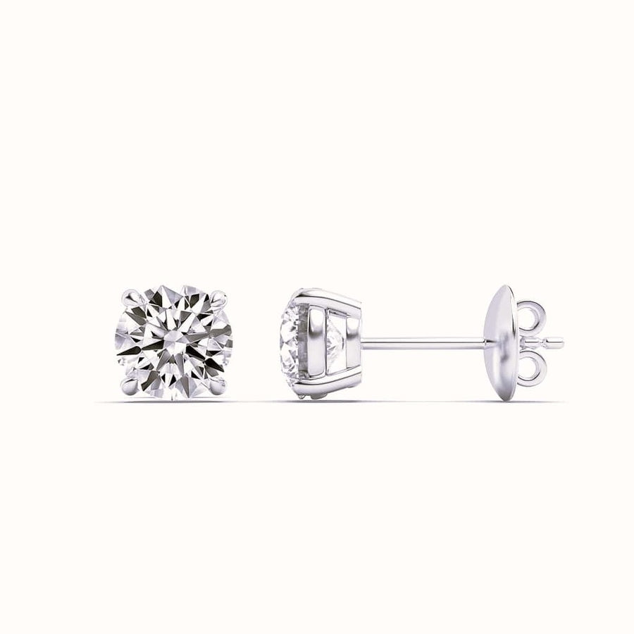4Cttw Round Shaped Lab Grown Diamond (G/VS) Stud Earrings in 14K White Gold
