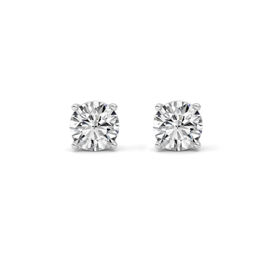 4Cttw Round Shaped Lab Grown Diamond (G/VS) Stud Earrings in 14K White Gold