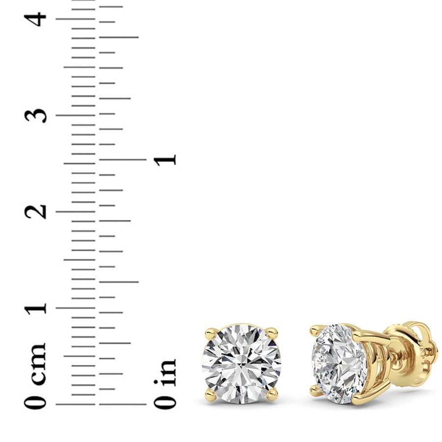4Cttw Round Shaped Lab Grown Diamond (G/VS) Stud Earrings in 14K White Gold