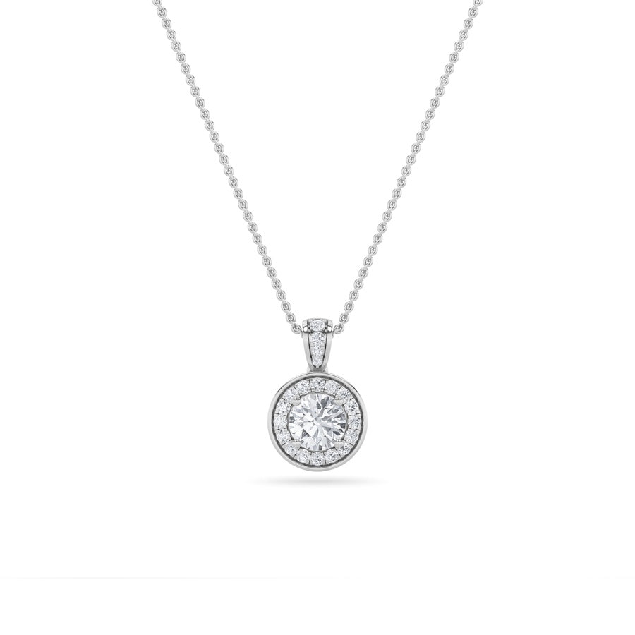 Round Shape Halo Pendant lab grown diamond