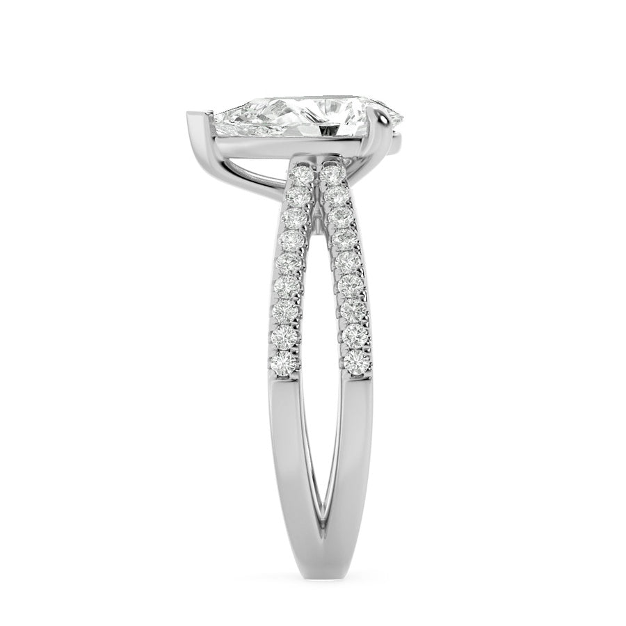 2Cttw Pear Shaped Lab Grown Diamond (F/VS) Cross Shank Accented Engagement Ring in 14K Gold