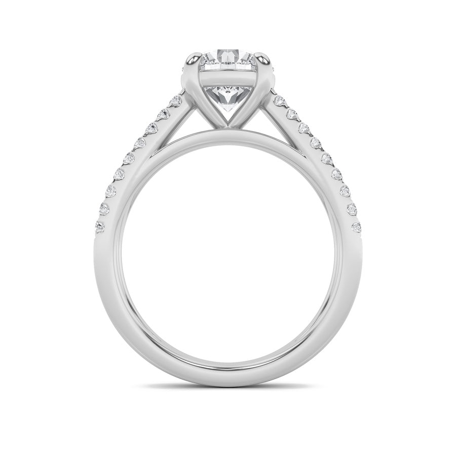 2Cttw Round Shaped Lab Grown Diamond (F/VS) CrossShank Accented Engagement Ring in 14K Gold