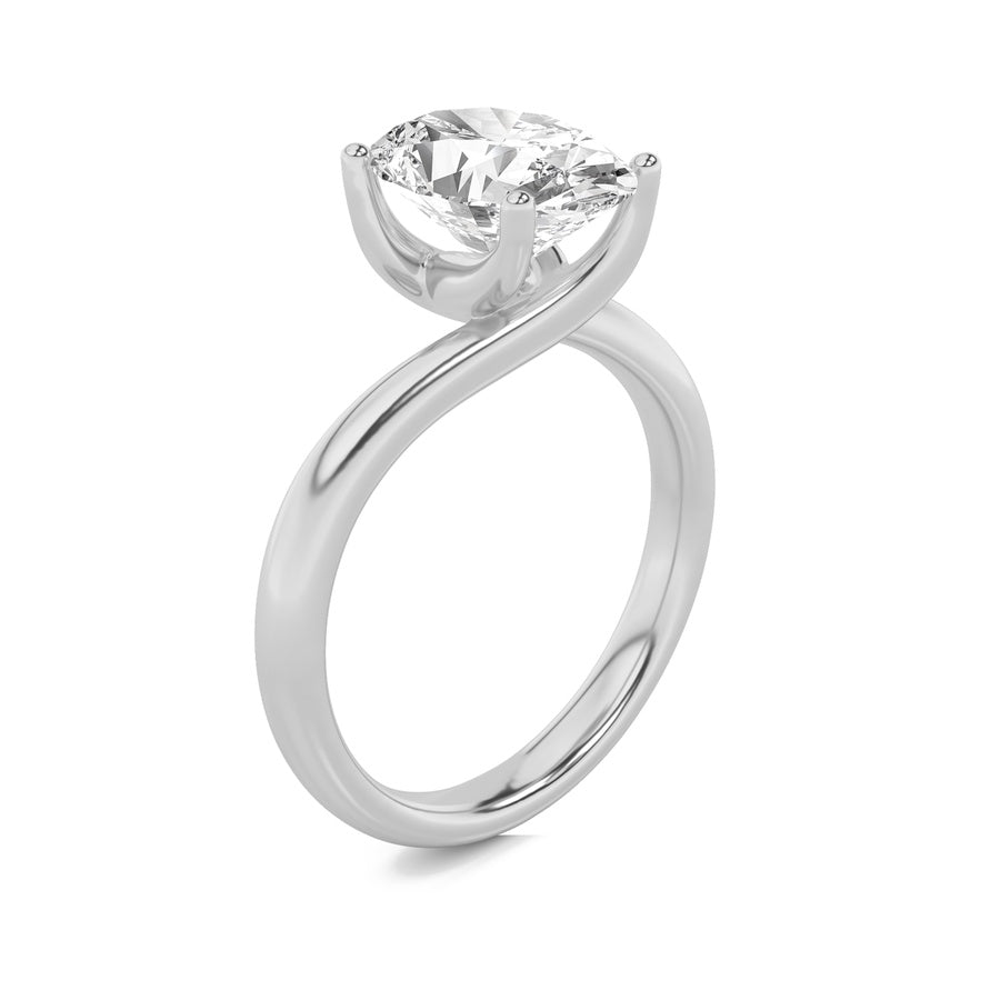 Oval Shape Bypass Shank Engagement Ring lab grown diamond