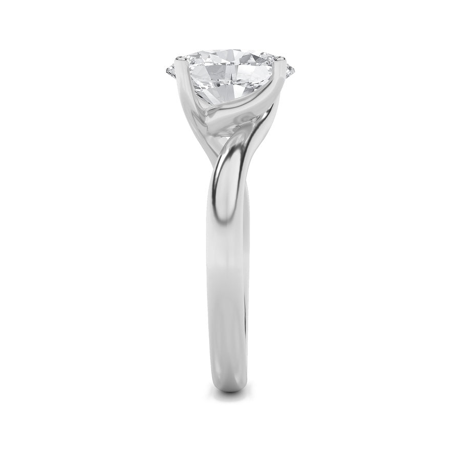 2Cttw Oval Shaped Lab Grown Diamond (F/VS) BypassShank Engagement Ring in 14K Gold