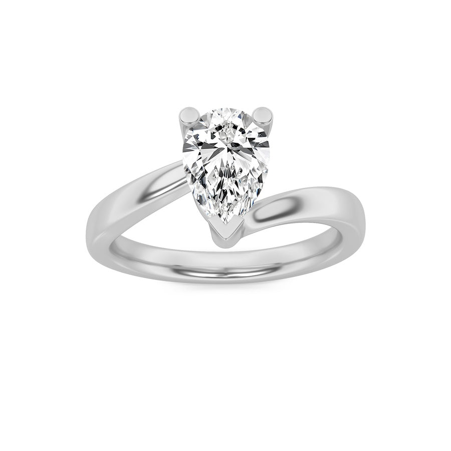 Pear Shape Bypass Shank Engagement Ring lab grown diamond