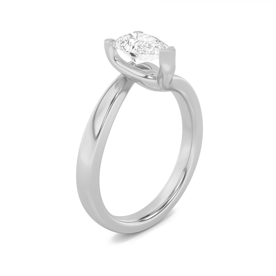 1Cttw Pear Shaped Lab Grown Diamond (F/VS) BypassShank Engagement Ring in 14K Gold