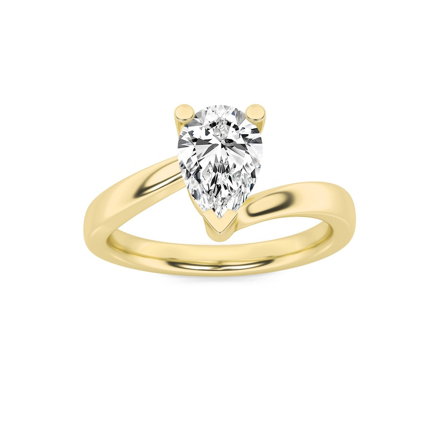 1Cttw Pear Shaped Lab Grown Diamond (F/VS) BypassShank Engagement Ring in 14K Gold