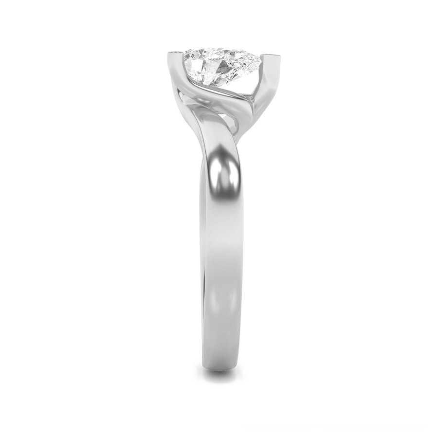 Pear Shape Bypass Shank Engagement Ring lab grown diamond