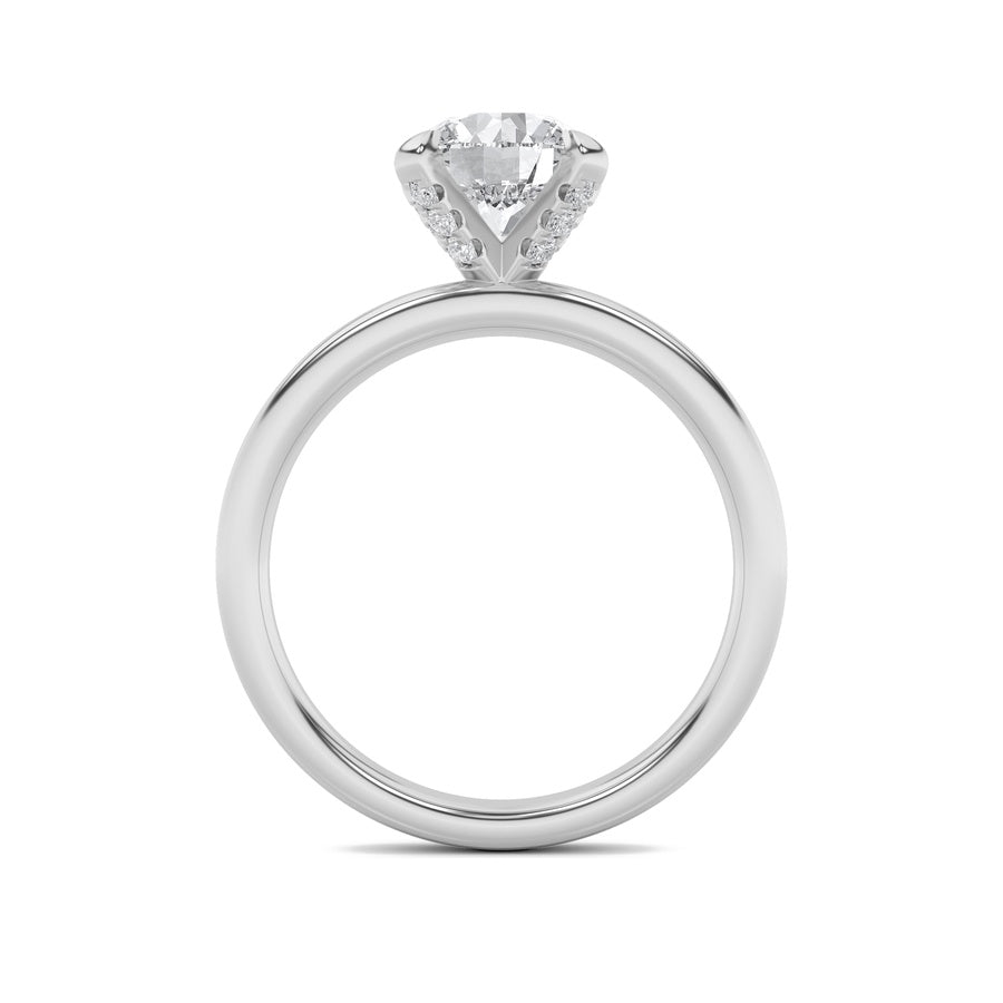 2Cttw Round Shaped Lab Grown Diamond (F/VS) HiddenHalo Petite Shank Ring in 14K Gold