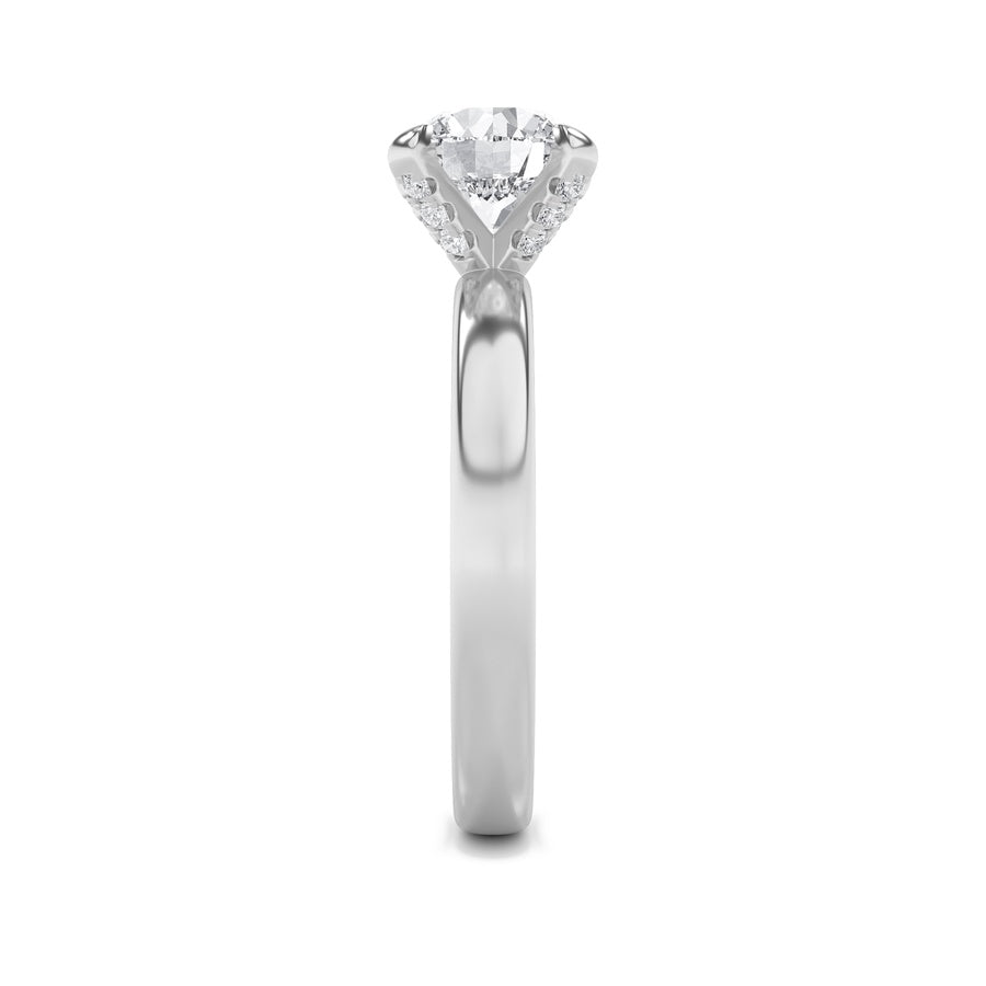 2Cttw Round Shaped Lab Grown Diamond (F/VS) HiddenHalo Petite Shank Ring in 14K Gold