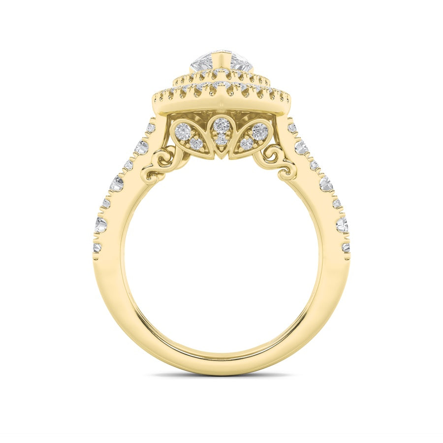 Pear Shape Double Halo Engagement Ring lab grown diamond