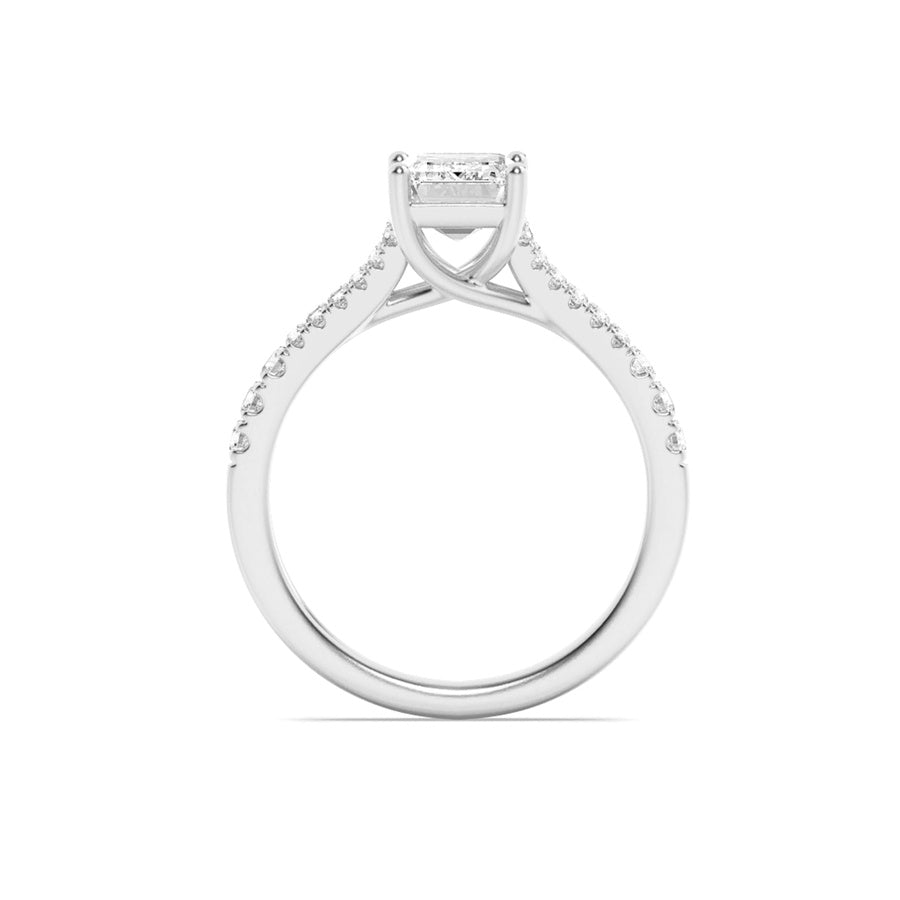 Emerald Shape Split Shank Trellis Engagement Ring lab grown diamond