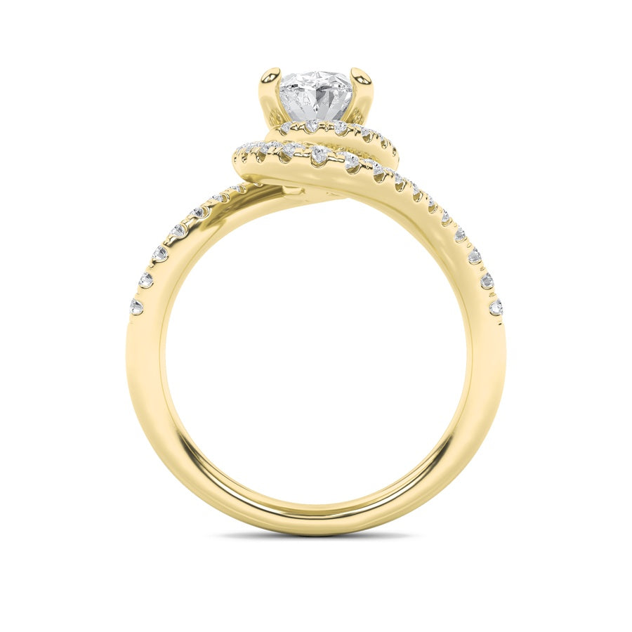 Oval Shape Swirl Accented Engagement Ring lab grown diamond
