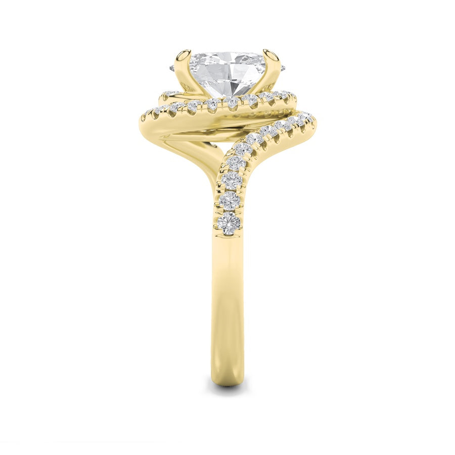 Oval Shape Swirl Accented Engagement Ring lab grown diamond