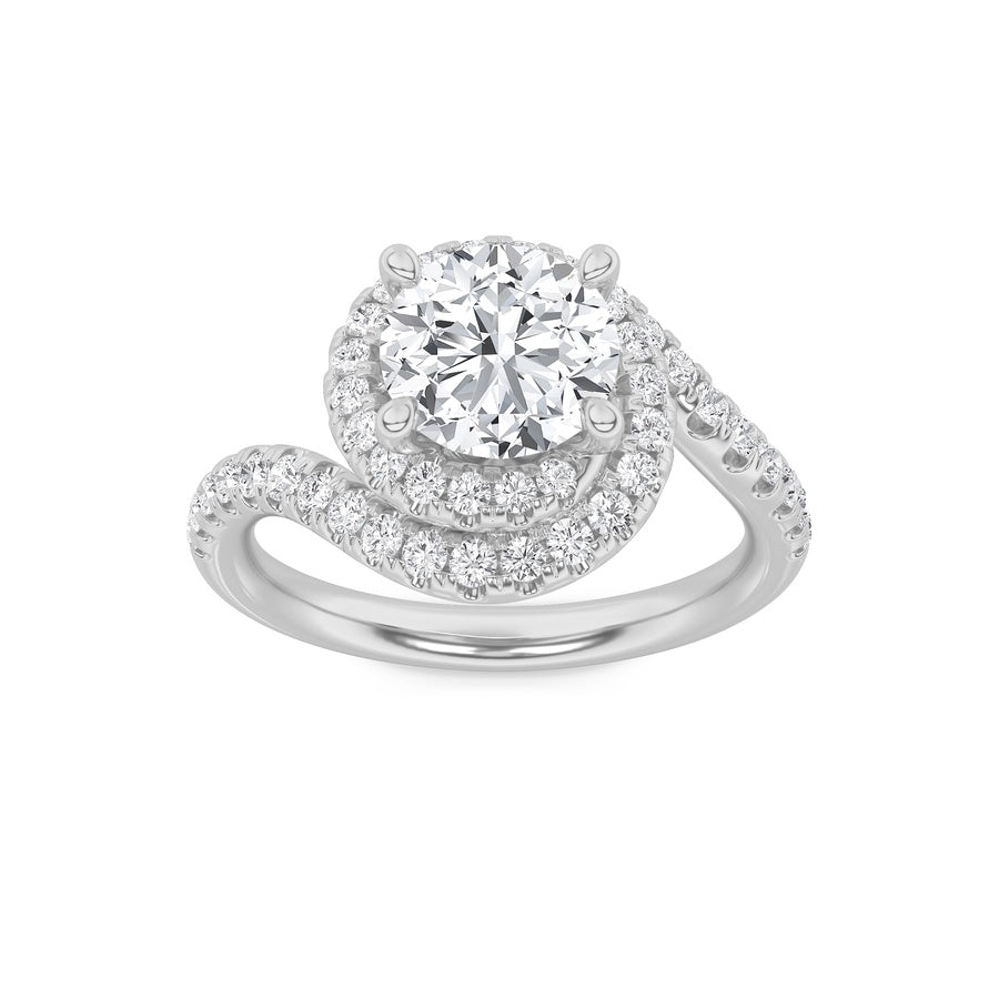 Round Shape Swirl Accented Engagement Ring lab grown diamond