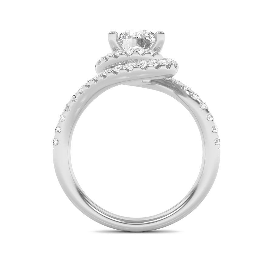 Round Shape Swirl Accented Engagement Ring lab grown diamond