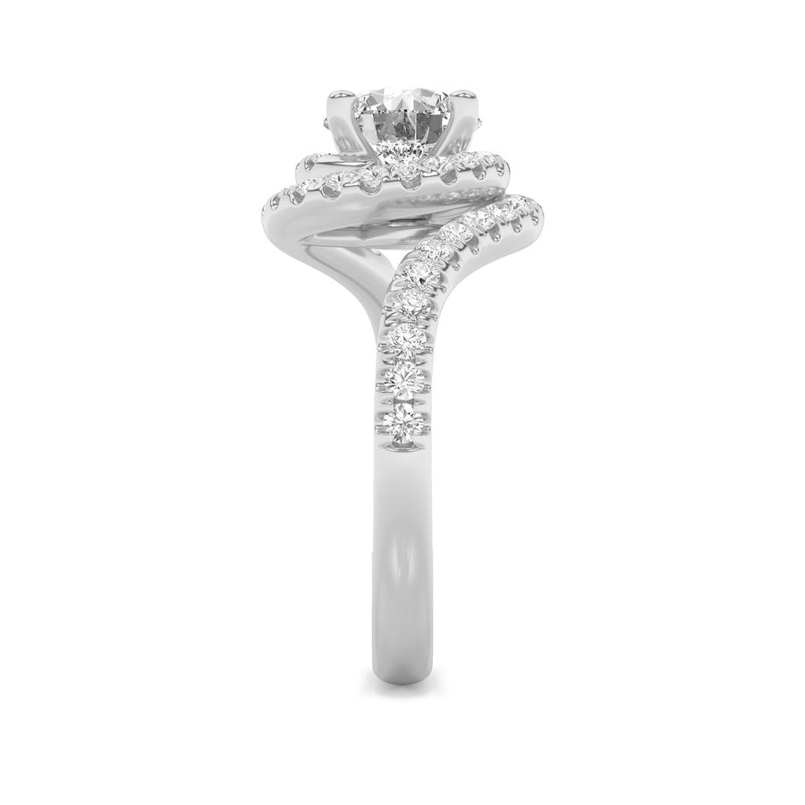 Round Shape Swirl Accented Engagement Ring lab grown diamond