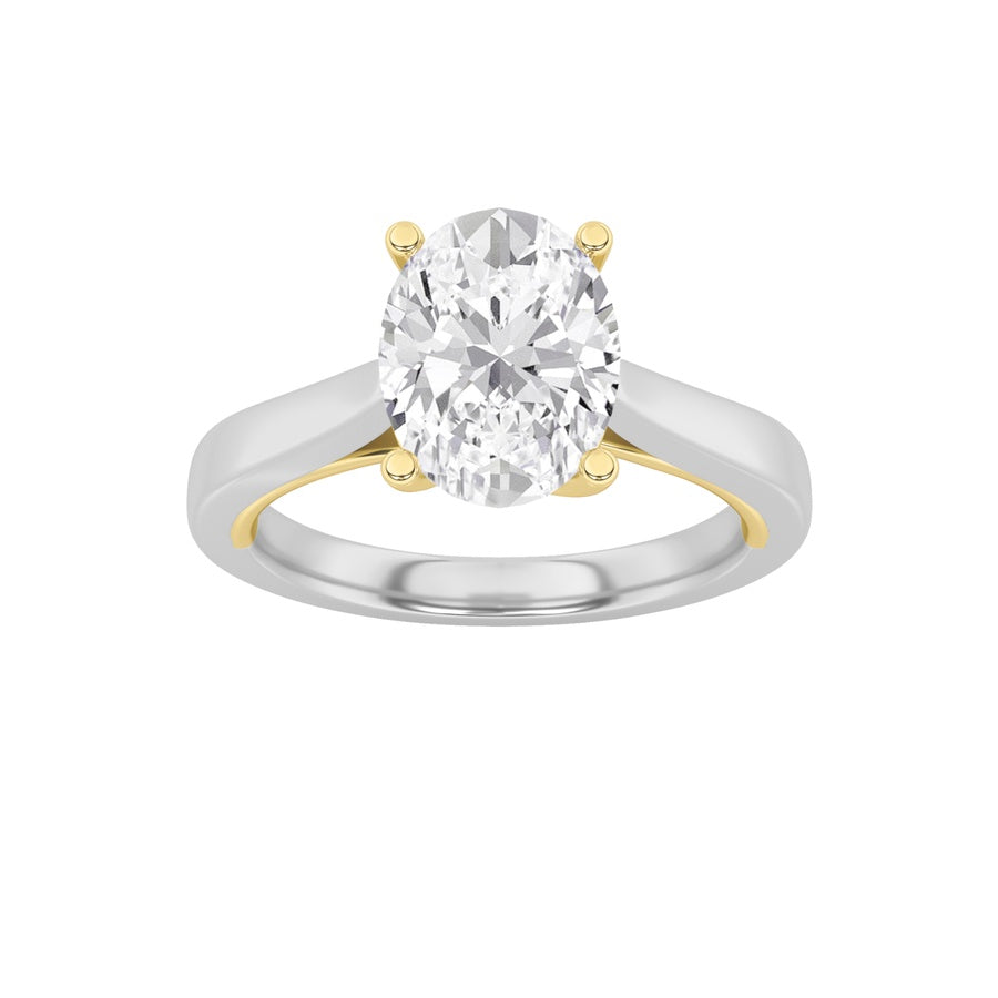 Oval Shape Two Tone Twisted Basket Cathedral Shank Solitaire Ring lab grown diamond