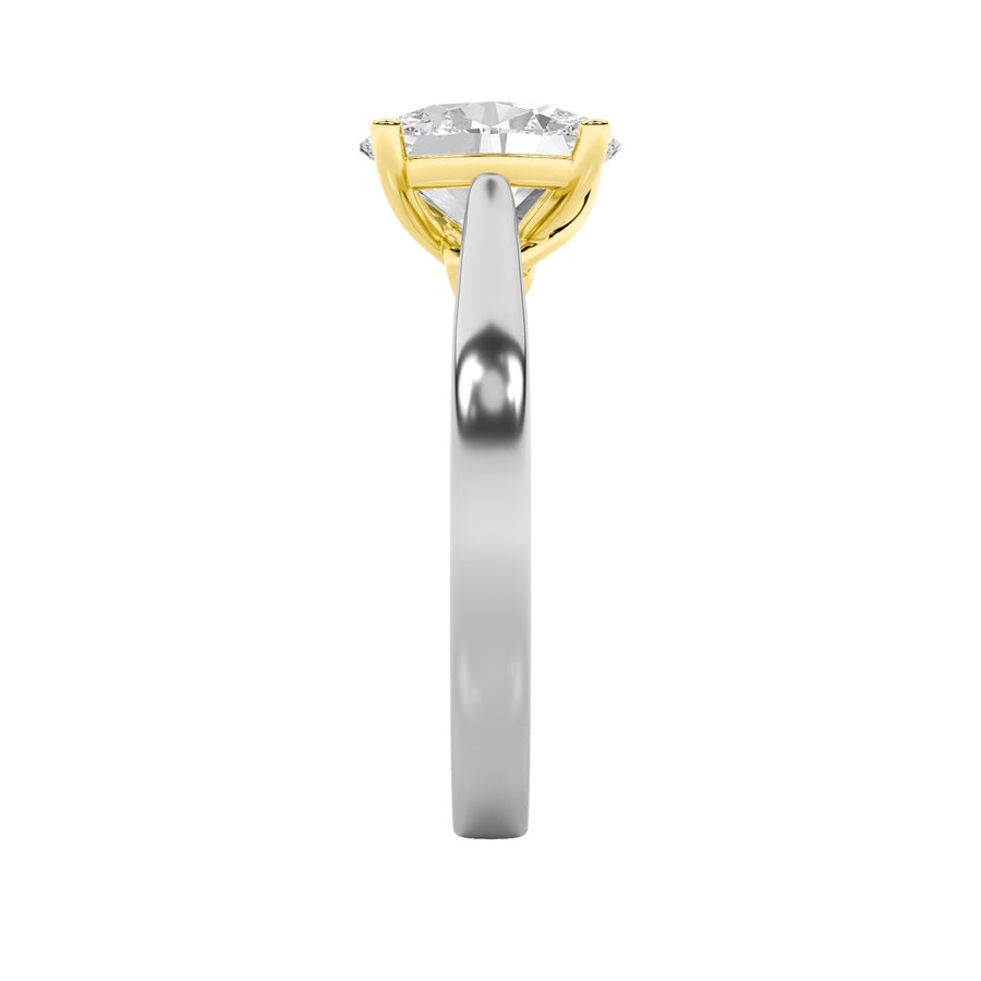 1Cttw Oval Shaped Lab Grown Diamond (F/VS) Two Tone Twisted Basket Cathedral Shank Solitaire Ring in14K Gold