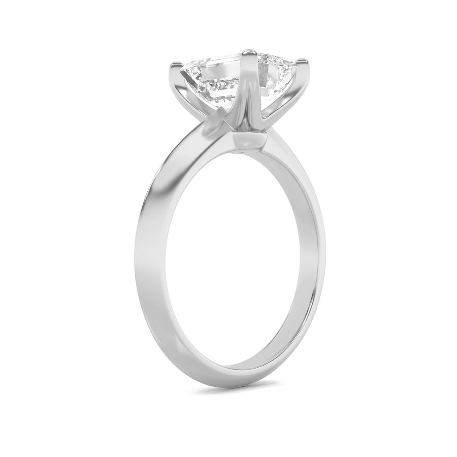 1Cttw Emerald Shaped Lab Grown Diamond (F/VS) Knife Edge Shank Solitaire Engagement Ring in 14K Gold