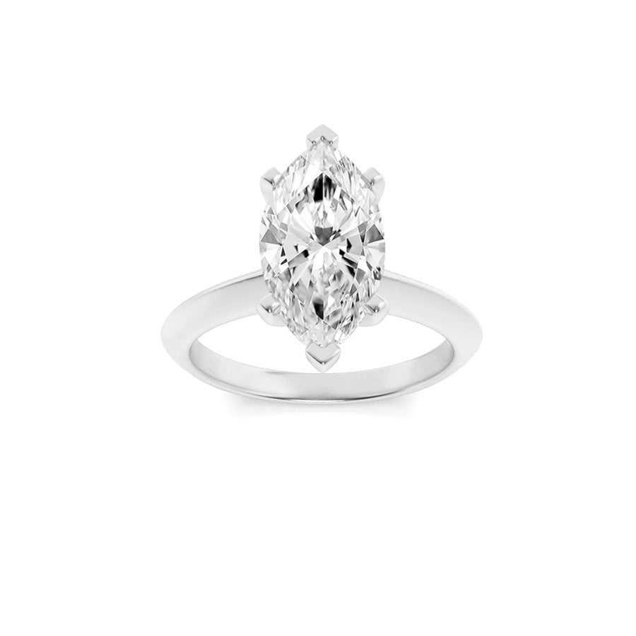 1Cttw Marquise Shaped Lab Grown Diamond (F/VS) Knife Edge Shank Solitaire Engagement Ring in 14K Gold