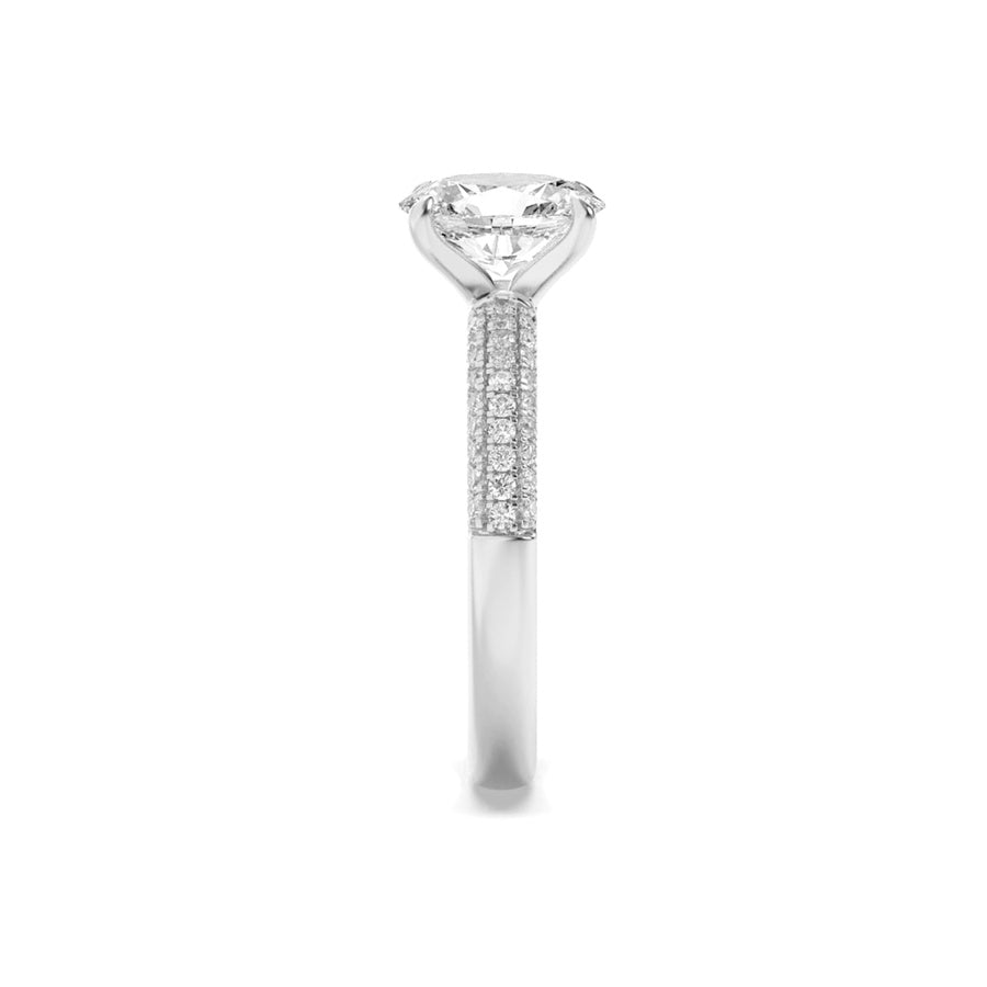 1.5Cttw Oval Shaped Lab Grown Diamond (F/VS) ThreeRow Micro Pave Engagement Ring in 14K Gold