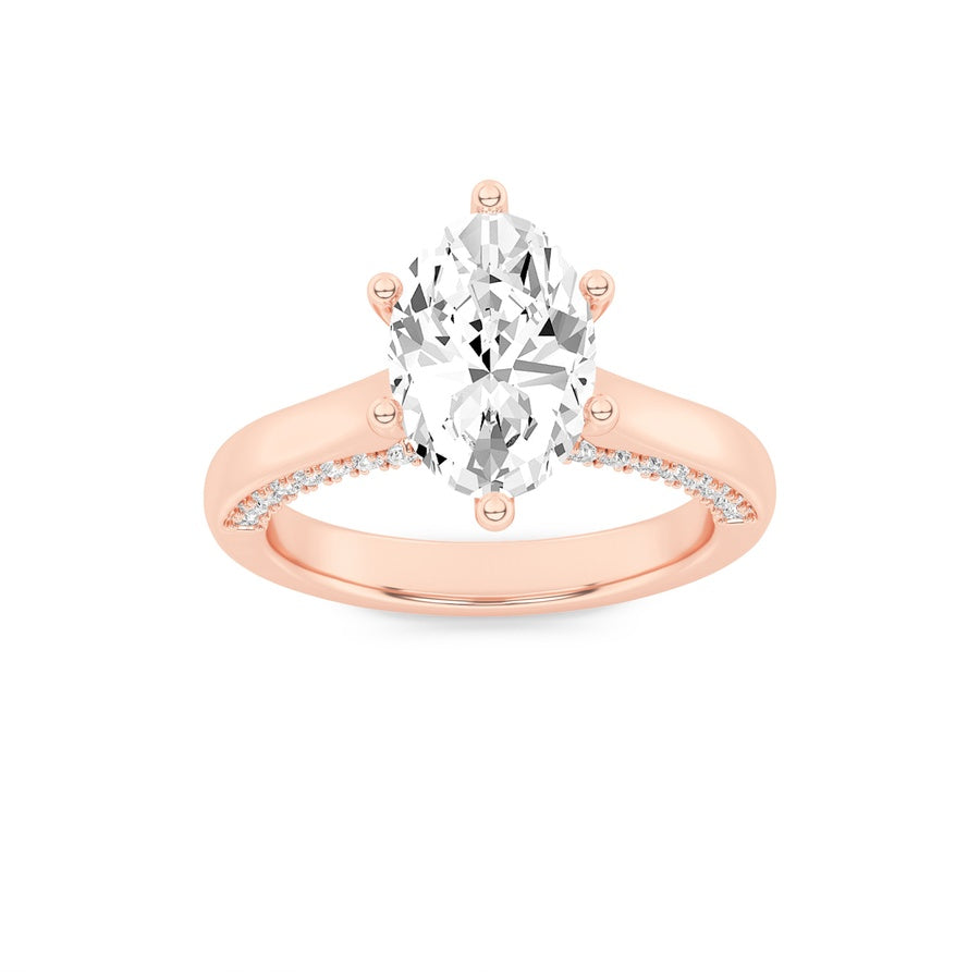 1.25Cttw Oval Shaped Lab Grown Diamond (F/VS) Tulip Motif Accented Engagement Ring in 14K Gold