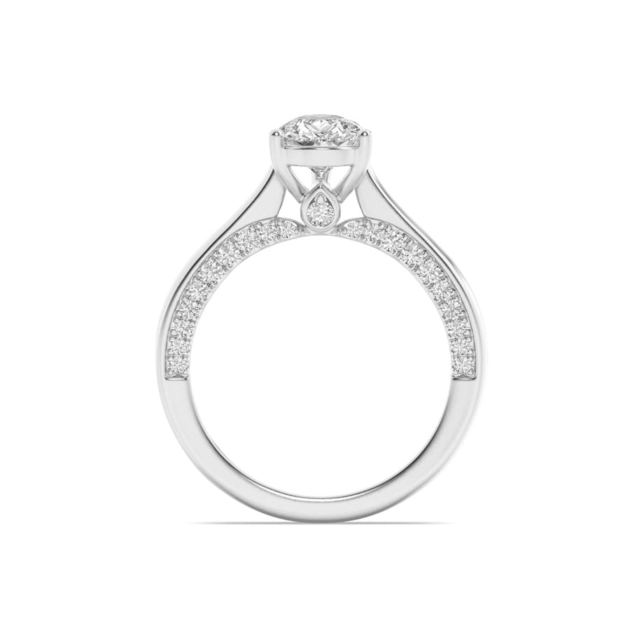 2Cttw Pear Shaped Lab Grown Diamond (F/VS) Accented Bridge Shank Engagement Ring in 14K Gold