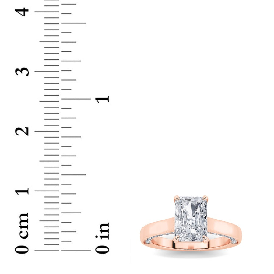 1.25Cttw Radiant Shaped Lab Grown Diamond (F/VS) Accented Bridge Shank Engagement Ring in 14K Gold