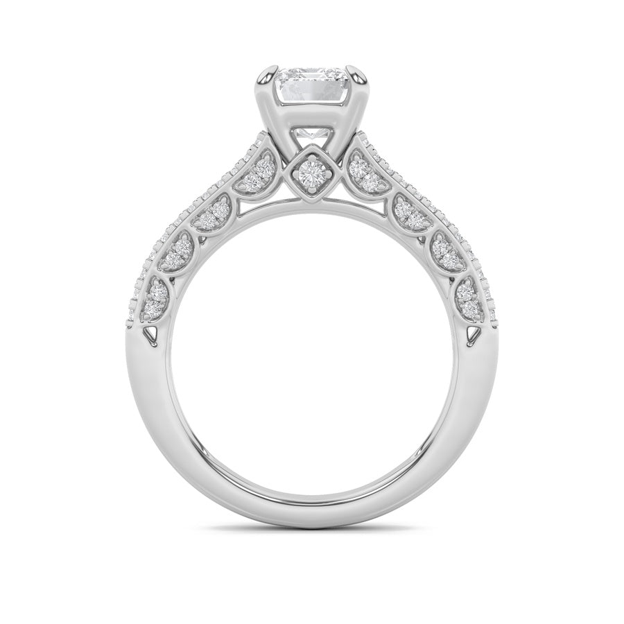 2Cttw Emerald Shaped Lab Grown Diamond (G/VS) Split Shank Accented Engagement Ring in 14K Gold