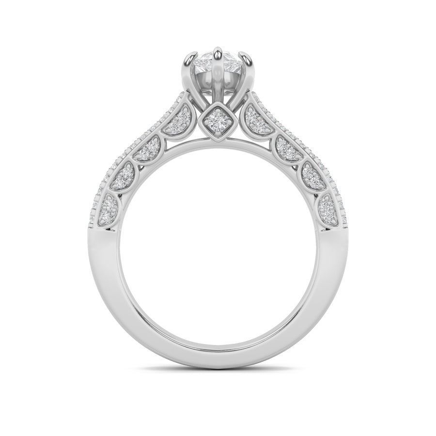 2Cttw Pear Shaped Lab Grown Diamond (F/VS) Split Shank Accented Engagement Ring in 14K Gold