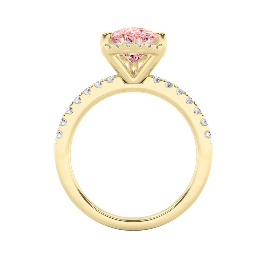 2Cttw Pear Shaped Lab Grown Diamond (F/VS) Halo Accented Engagement Ring in 14K Gold