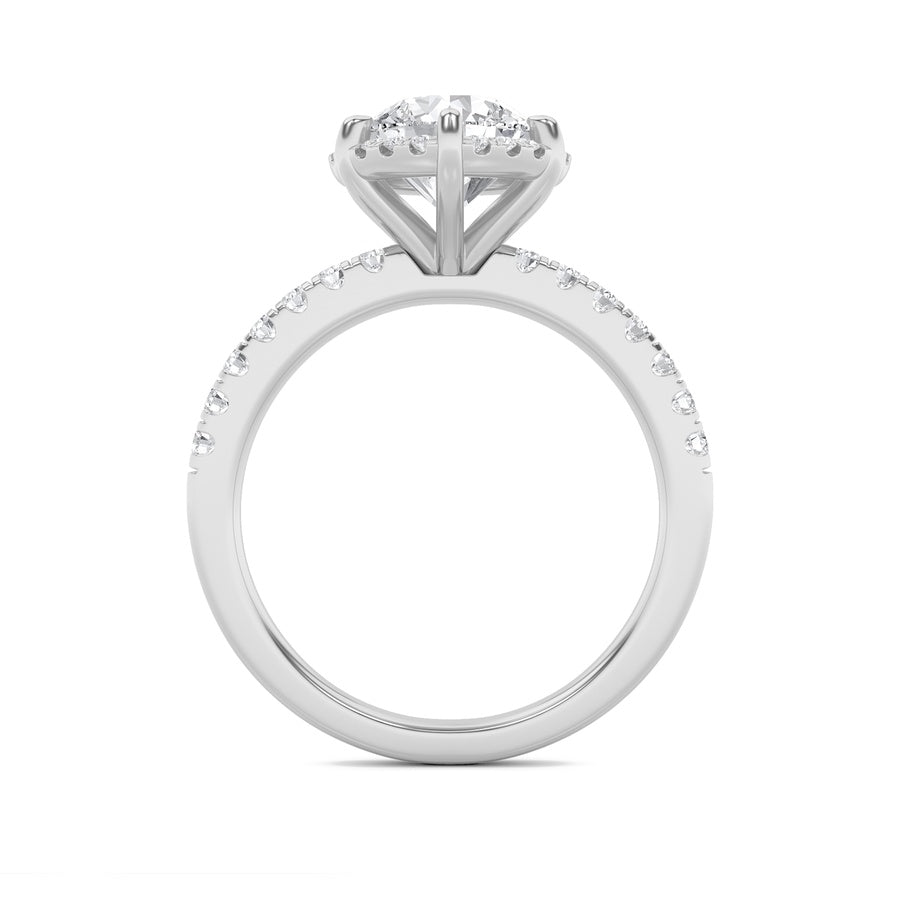 2Cttw Round Shaped Lab Grown Diamond (F/VS) Halo Accented Engagement Ring in 14K Gold