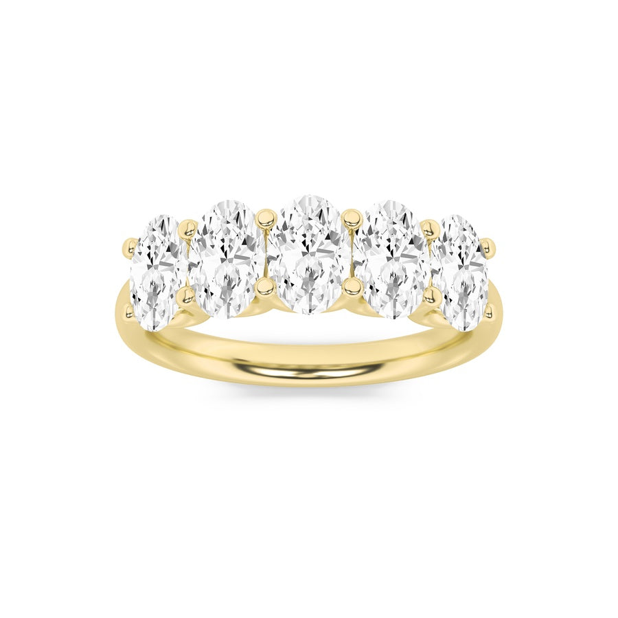 Oval Shape Five Stone Band Ring lab grown diamond