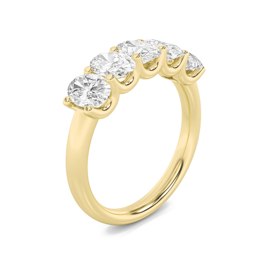 Oval Shape Five Stone Band Ring lab grown diamond