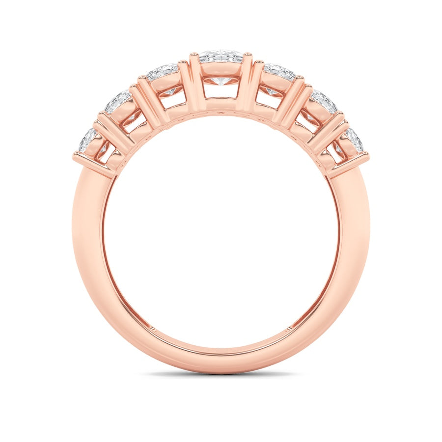 2Cttw Oval Shaped Lab Grown Diamond (F/VS) Seven Stone Band Ring in 14K Gold