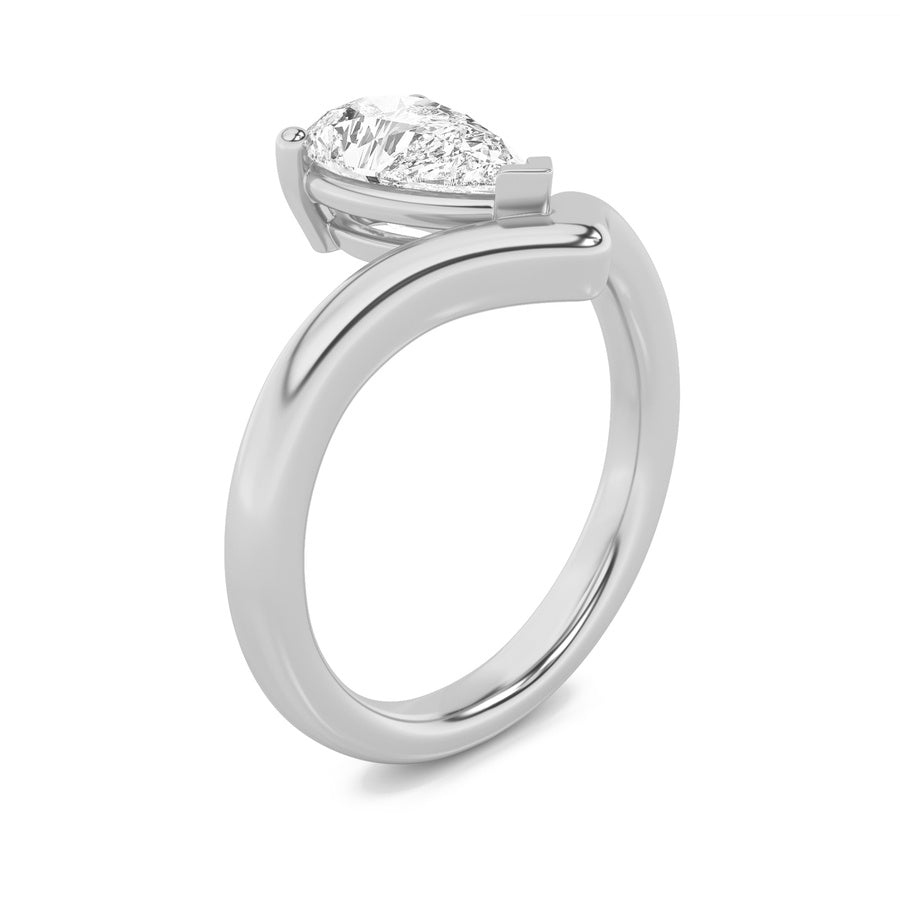 Pear Shape Chevron Solitaire Engagement Ring lab grown diamond