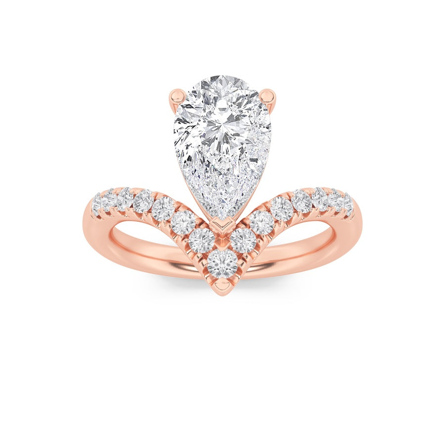 2Cttw Pear Shaped Lab Grown Diamond (F/VS) Accented Solitaire Fancy Engagement Ring in 14K Gold