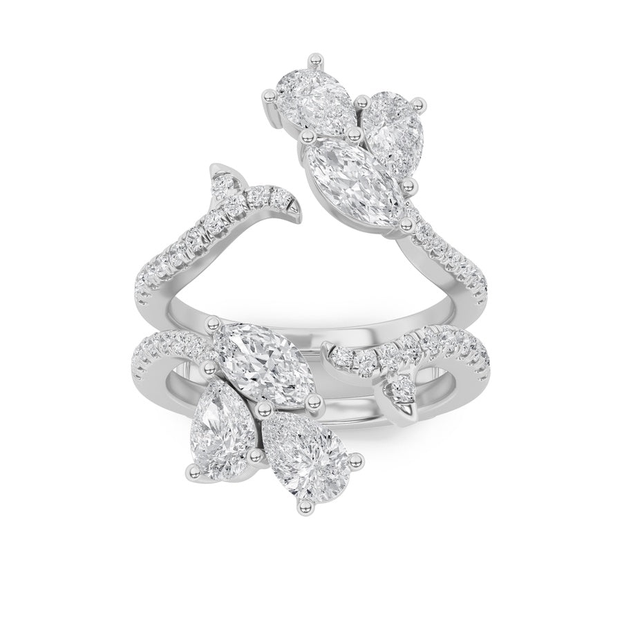 2Cttw Marquise Shaped Lab Grown Diamond (F/VS) Insert Jacket Ring in 14K Gold