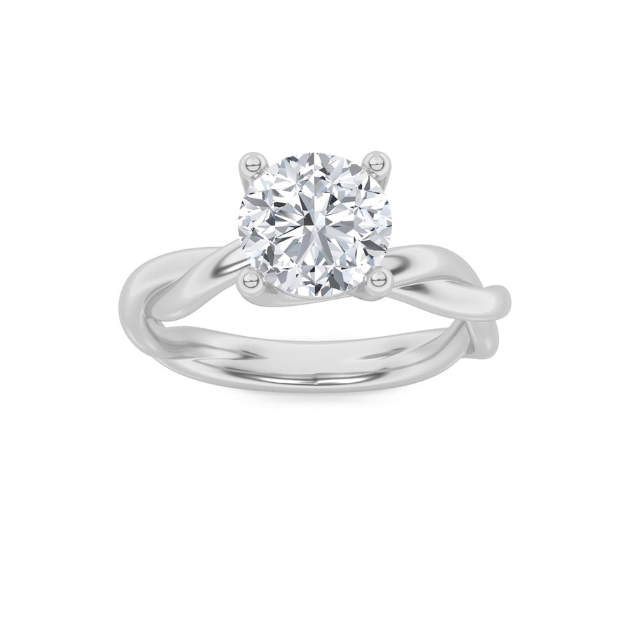 2Cttw Round Shaped Lab Grown Diamond (F/VS) Twisted Shank Solitaire Engagement Ring in 14K Gold