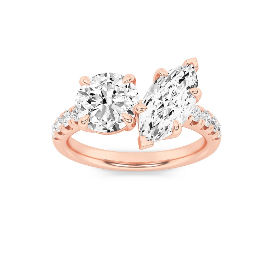 Round Shape Toi Et Moi Engagement Ring lab grown diamond