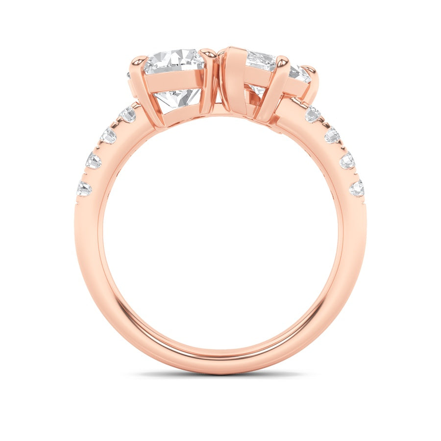 Round Shape Toi Et Moi Engagement Ring lab grown diamond