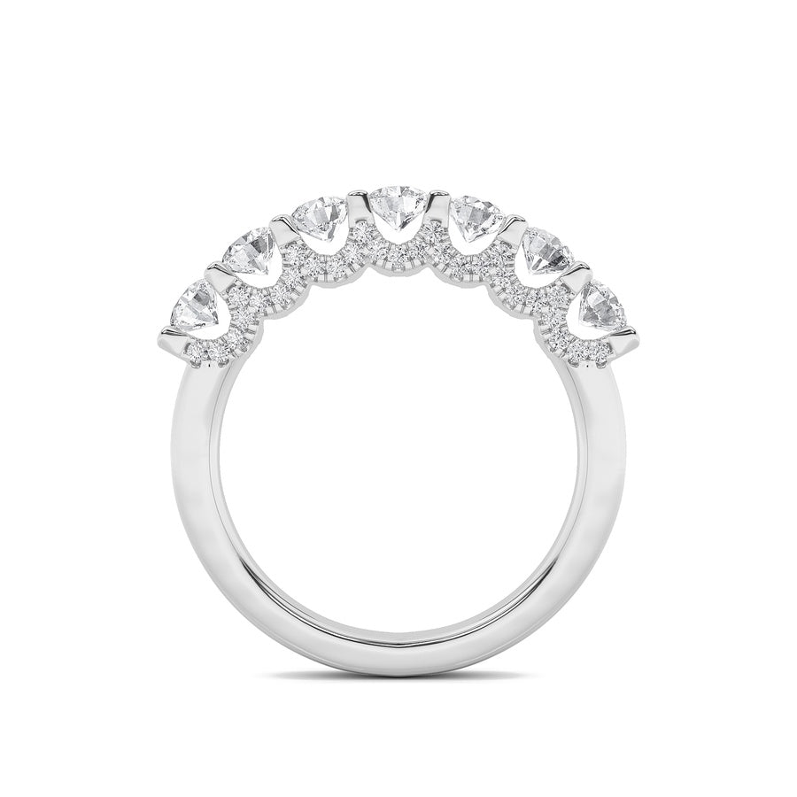 Round Shape Accented Double Halo Set Of Band And Ring lab grown diamond