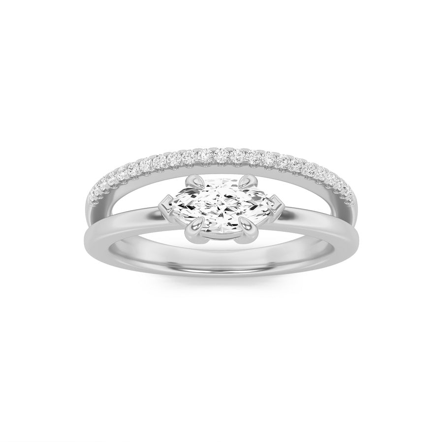 0.5Cttw Marquise Shaped Lab Grown Diamond (G/VS) Fashion Ring in 10K Gold