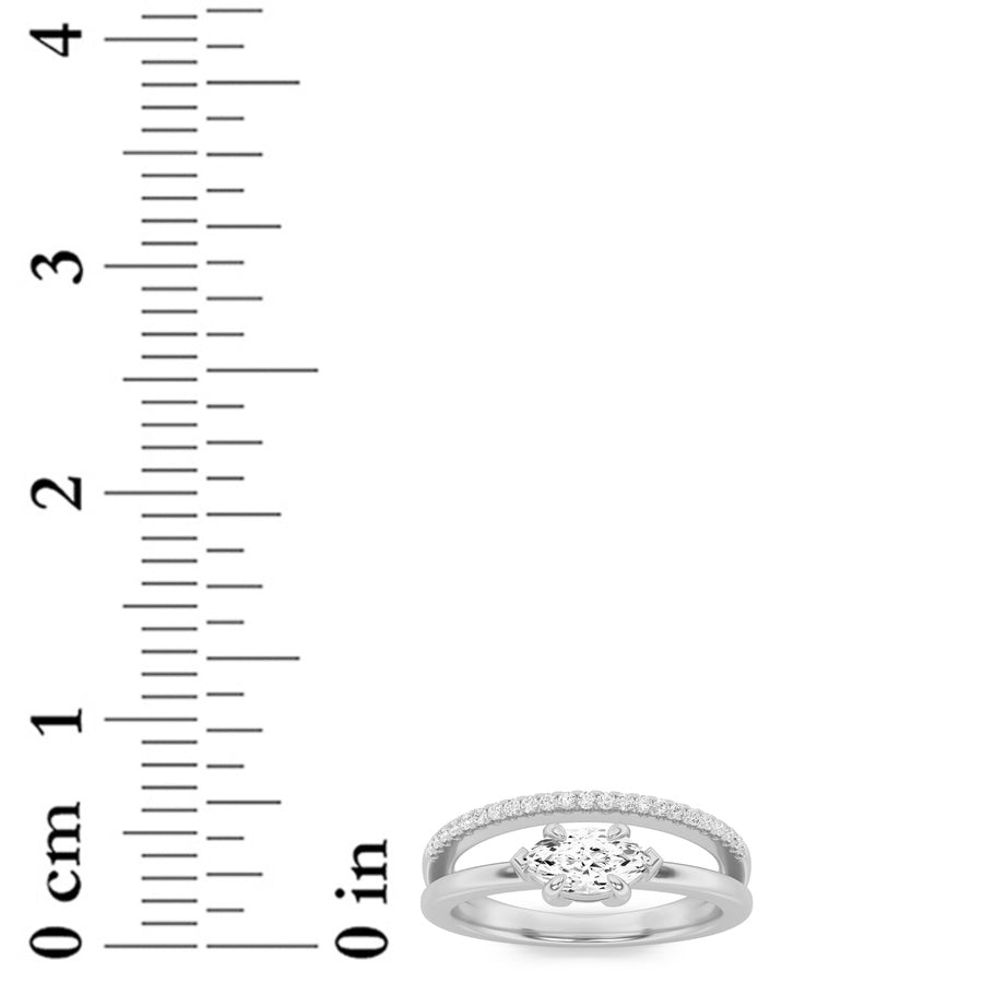 0.5Cttw Marquise Shaped Lab Grown Diamond (G/VS) Fashion Ring in 10K Gold