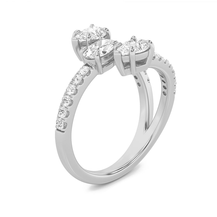 Oval Shape Three Stone Fashion Ring lab grown diamond